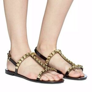 Stuart Weitzman Women's JELROSE Flat Sandal in Black